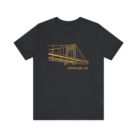 Unisex Jersey Tee Clemente Bridge | Bella Canvas 3001 Soft Cotton Shirt T-Shirt - YinzerShop