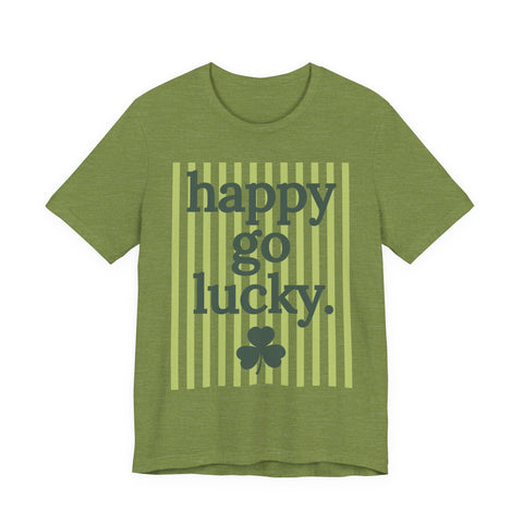 Unisex Jersey Tee Happy Go Lucky Clover - Soft Cotton Tee | Bella Canvas 3001 T-Shirt - YinzerShop