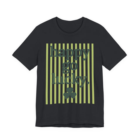 Unisex Jersey Tee Happy Go Lucky Clover - Soft Cotton Tee | Bella Canvas 3001 T-Shirt - YinzerShop