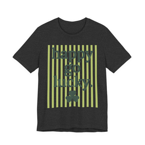 Unisex Jersey Tee Happy Go Lucky Clover - Soft Cotton Tee | Bella Canvas 3001 T-Shirt - YinzerShop