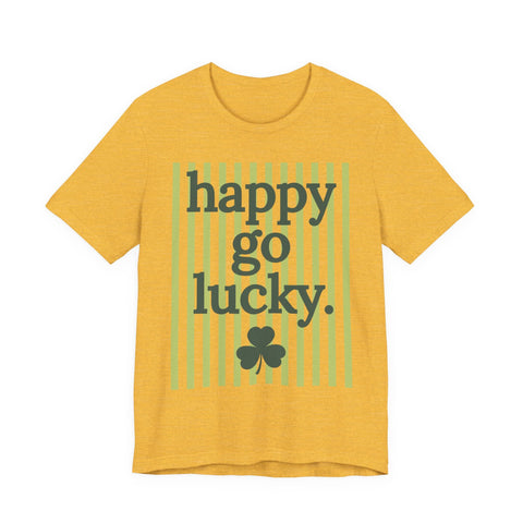 Unisex Jersey Tee Happy Go Lucky Clover - Soft Cotton Tee | Bella Canvas 3001 T-Shirt - YinzerShop