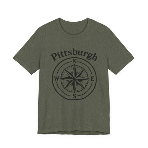 Unisex Jersey Tee Pittsburgh Compass Shirt - Bella Canvas 3001 Classic Cotton T-Shirt - YinzerShop