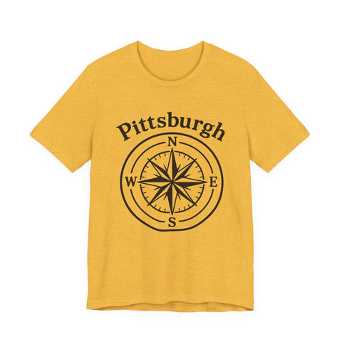 Unisex Jersey Tee Pittsburgh Compass Shirt - Bella Canvas 3001 Classic Cotton T-Shirt - YinzerShop
