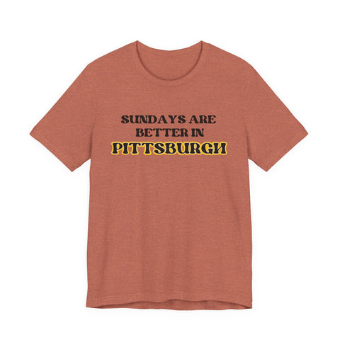 Unisex Jersey Tee - Pittsburgh Sundays Short Sleeve Shirt | Soft Cotton Tee T-Shirt - YinzerShop