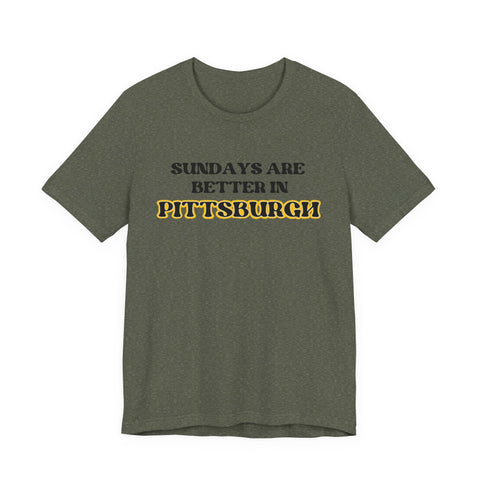 Unisex Jersey Tee - Pittsburgh Sundays Short Sleeve Shirt | Soft Cotton Tee T-Shirt - YinzerShop