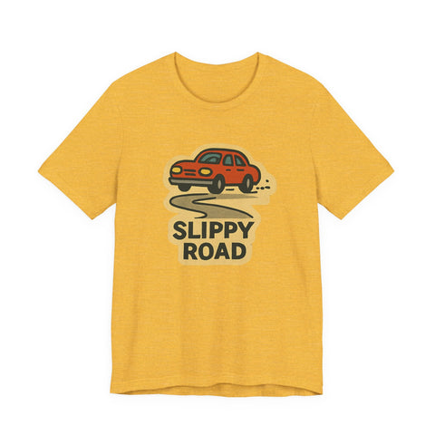 Unisex Jersey Tee Slippy Road Classic Fit Short Sleeve Shirt - Bella Canvas 3001 T-Shirt - YinzerShop