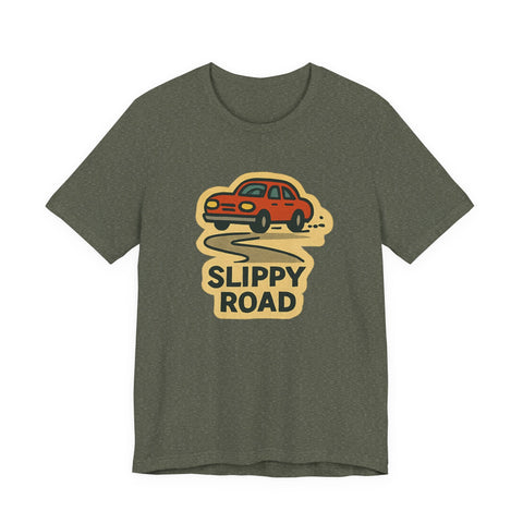 Unisex Jersey Tee Slippy Road Classic Fit Short Sleeve Shirt - Bella Canvas 3001 T-Shirt - YinzerShop