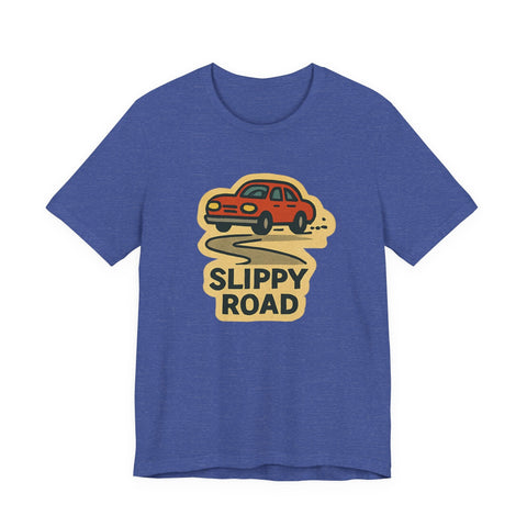 Unisex Jersey Tee Slippy Road Classic Fit Short Sleeve Shirt - Bella Canvas 3001 T-Shirt - YinzerShop