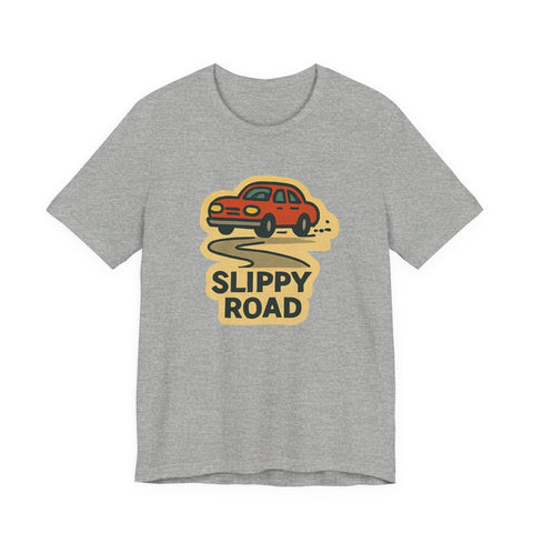 Unisex Jersey Tee Slippy Road Classic Fit Short Sleeve Shirt - Bella Canvas 3001 T-Shirt - YinzerShop