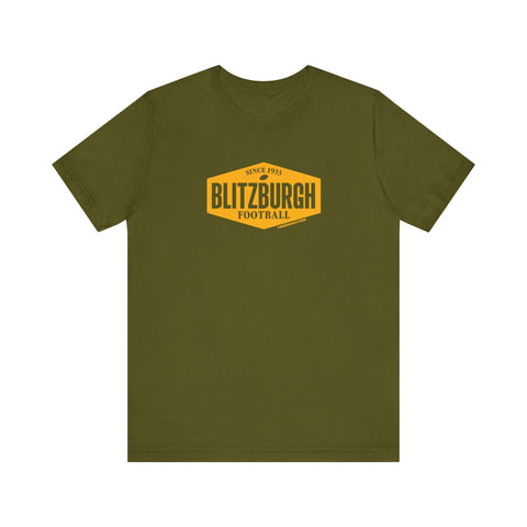 Unisex Short Sleeve Tee - Blitzburgh Crest | Soft Cotton Tee, Retail Fit T Shirt T-Shirt - YinzerShop