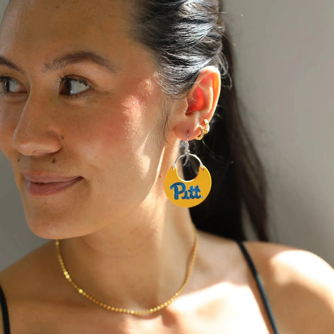 University Gold Pittsburgh Ninas – Lightweight Leather Earrings With 14k Gold-Filled Hooks