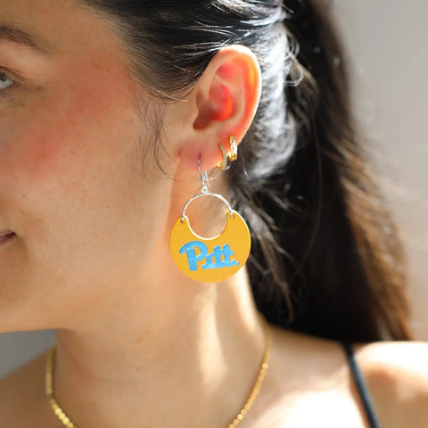 University Gold Pittsburgh Ninas – Lightweight Leather Earrings With 14k Gold-Filled Hooks