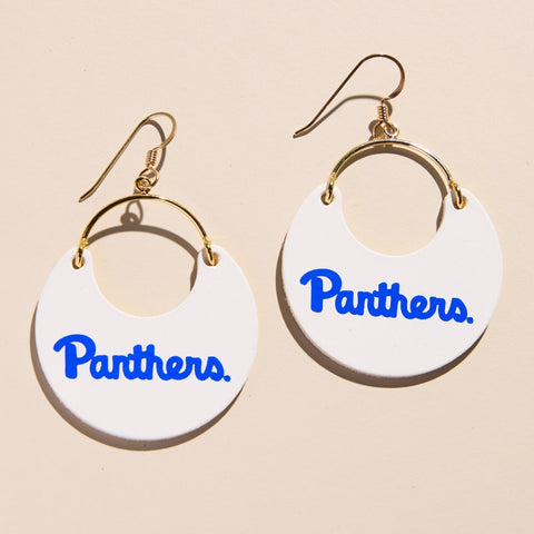 University of Pittsburgh Earrings – White Panthers Script Leather Game Day Accessories Earrings - YinzerShop