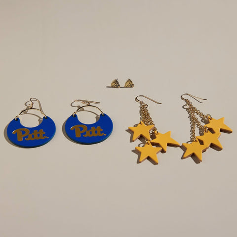 University of Pittsburgh Gift Set – Panthers Jewelry With Gold Hardware Earrings Earrings - YinzerShop