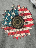 US Flag Graphic Tee - American Flag Shirt with USA Flower Design, Short Sleeve Top Long Sleeve Shirt - YinzerShop