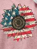 US Flag Graphic Tee - American Flag Shirt with USA Flower Design, Short Sleeve Top Long Sleeve Shirt - YinzerShop