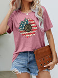US Flag Graphic Tee - American Flag Shirt with USA Flower Design, Short Sleeve Top Long Sleeve Shirt - YinzerShop