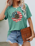 US Flag Graphic Tee - American Flag Shirt with USA Flower Design, Short Sleeve Top Long Sleeve Shirt - YinzerShop