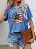 US Flag Graphic Tee - American Flag Shirt with USA Flower Design, Short Sleeve Top Long Sleeve Shirt - YinzerShop