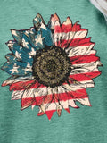 US Flag Graphic Tee - American Flag Shirt with USA Flower Design, Short Sleeve Top Long Sleeve Shirt - YinzerShop