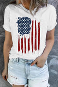 US Flag Graphic Tee - Casual Round Neck Short Sleeve Top With Slightly Stretchy Fabric T-Shirt - YinzerShop