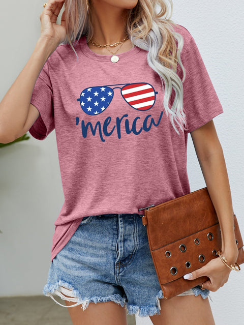US Flag Graphic Tee – Patriotic Graphic Print Tee | Slightly Stretchy Shirt Long Sleeve Shirt - YinzerShop