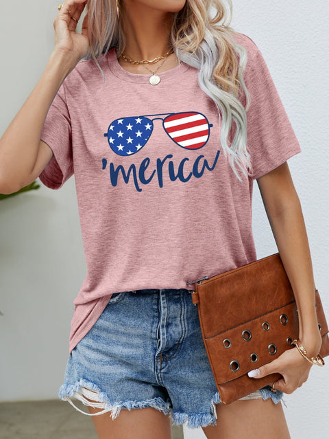 US Flag Graphic Tee – Patriotic Graphic Print Tee | Slightly Stretchy Shirt Long Sleeve Shirt - YinzerShop