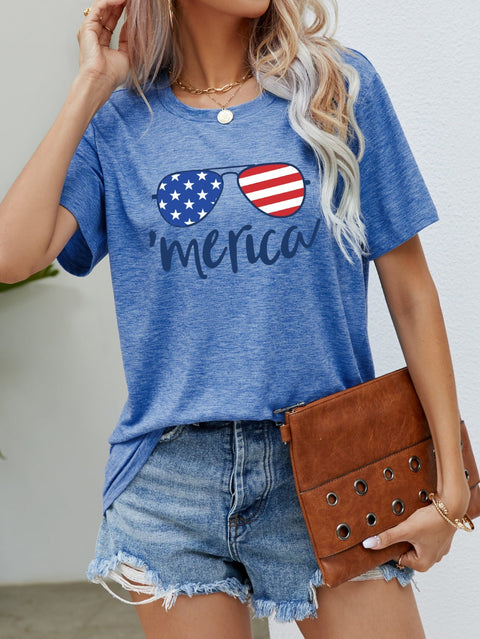 US Flag Graphic Tee – Patriotic Graphic Print Tee | Slightly Stretchy Shirt Long Sleeve Shirt - YinzerShop