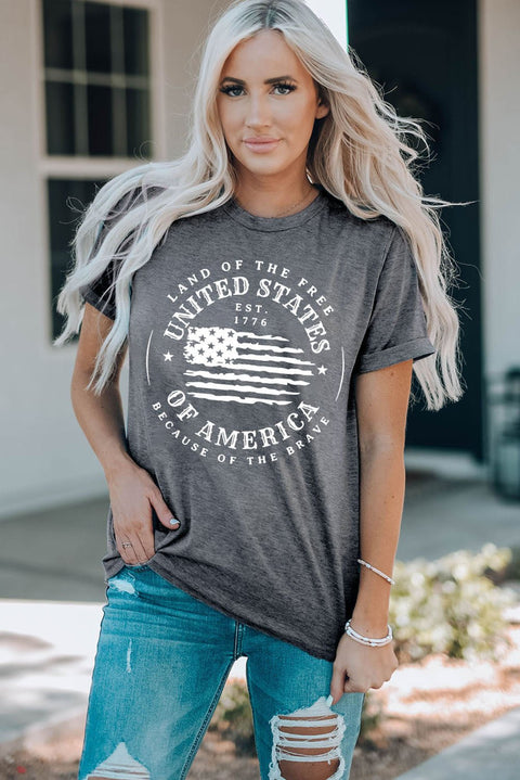 US Flag Graphic Tee – Patriotic Short Sleeve Top With Comfortable Stretch Fabric - YinzerShop