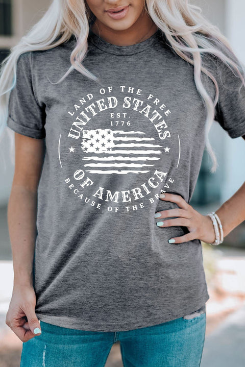 US Flag Graphic Tee – Patriotic Short Sleeve Top With Comfortable Stretch Fabric - YinzerShop