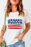 US Flag Graphic Tee - Round Neck Casual Short Sleeve Shirt With Stretchy Fabric T-Shirt - YinzerShop