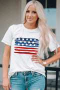 US Flag Graphic Tee - Round Neck Casual Short Sleeve Shirt With Stretchy Fabric T-Shirt - YinzerShop