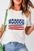 US Flag Graphic Tee - Round Neck Casual Short Sleeve Shirt With Stretchy Fabric T-Shirt - YinzerShop