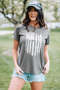 US Flag Graphic Tee - Stylish Short Sleeve Cuffed Sleeve T-Shirt, Comfortable Polyester T-Shirt - YinzerShop