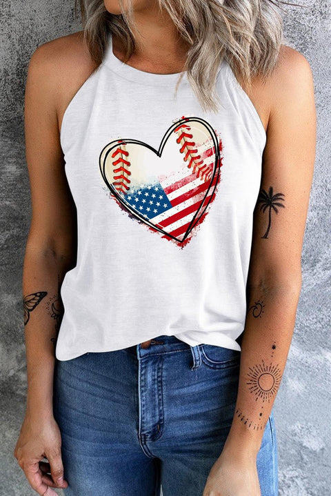 US Flag Tank Top – Sleeveless Heart Graphic Patriotic Casual Summer Tee Tank Top - YinzerShop