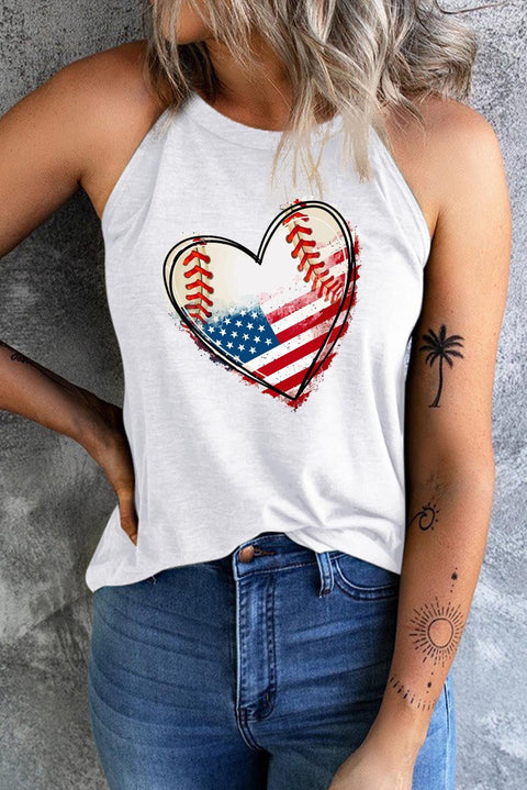 US Flag Tank Top – Sleeveless Heart Graphic Patriotic Casual Summer Tee Tank Top - YinzerShop