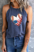 US Flag Tank Top – Sleeveless Heart Graphic Patriotic Casual Summer Tee Tank Top - YinzerShop