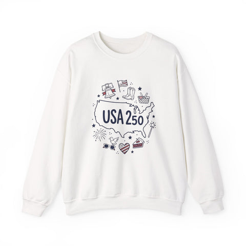USA 250 patriotic map crewneck | 4th of July vintage stars & flags Sweatshirt - YinzerShop