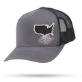 USA Hook & Loop Trucker Cap 6 Panel Snapback WYR Charcoal/Black  