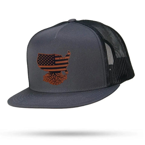 USA Patch FlatBill Trucker Flatbill Snapback WYR   