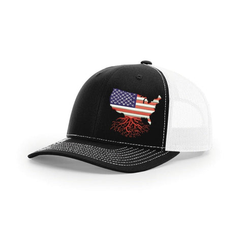 USA Snapback Trucker Hat 6 Panel Snapback WYR Black with White Mesh  