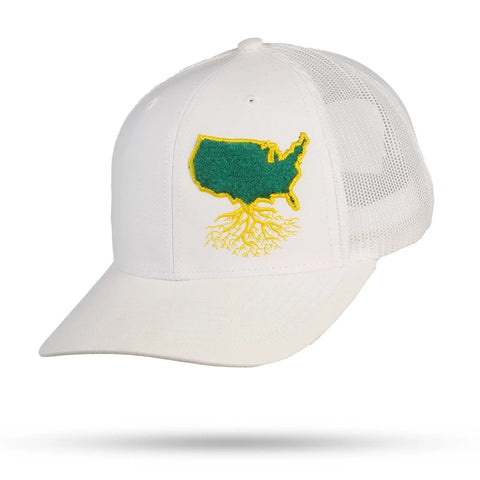 USA Turf Snapback Trucker 6 Panel Snapback WYR White w/ USA Green/Yellow  