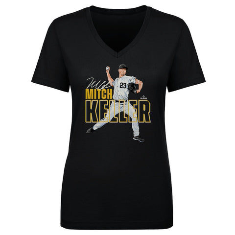 V-Neck Cotton T-Shirt – Mitch Keller Regular Fit Short Sleeve Shirt | Soft Breathable Fabric Women's V-Neck T-Shirt - YinzerShop