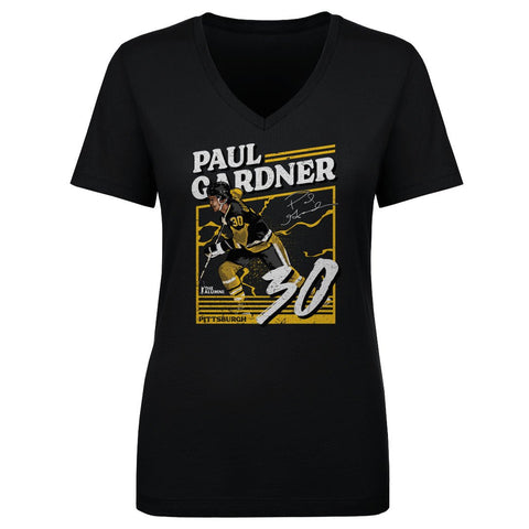 V-Neck Cotton T-Shirt - Paul Gardner Pittsburgh Power Digital Print Tee Women's V-Neck T-Shirt - YinzerShop