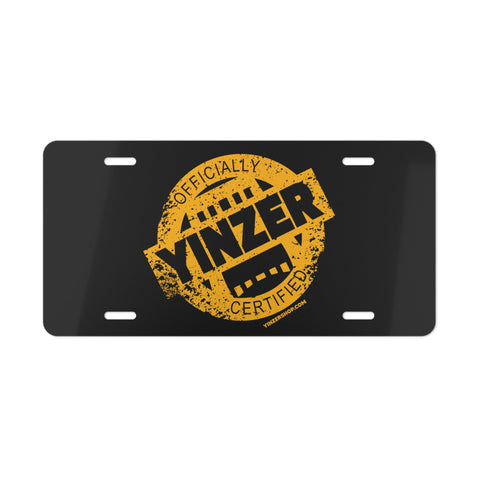 Vanity Plate — "Officially Vinzer Certified" Black Novelty License Plate Novelty License Plate - YinzerShop