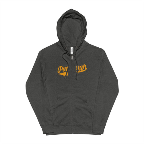 Varsity Retro Zip Hoodie - Unisex Fleece Hoodie With Zipper, Cotton Polyester Blend Hoodie - YinzerShop
