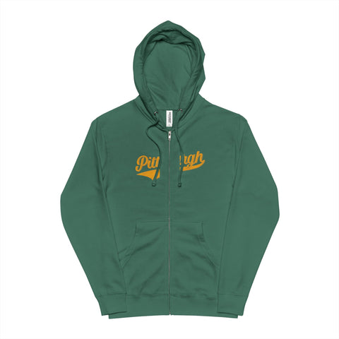 Varsity Retro Zip Hoodie - Unisex Fleece Hoodie With Zipper, Cotton Polyester Blend Hoodie - YinzerShop