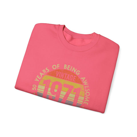 Vintage 1971 Awesome - Heavy Blend™ Crewneck Sweatshirt Sweatshirt - YinzerShop