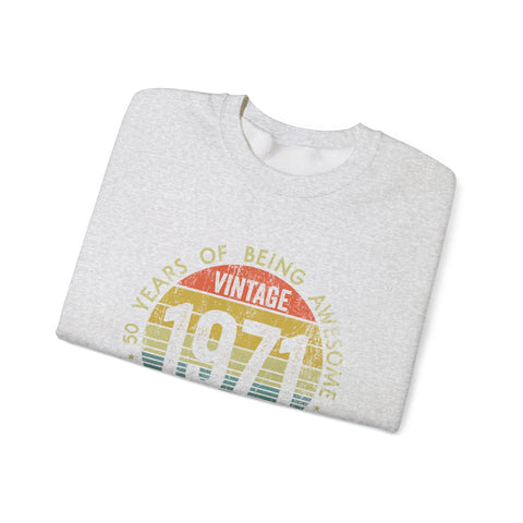 Vintage 1971 Awesome - Heavy Blend™ Crewneck Sweatshirt Sweatshirt - YinzerShop