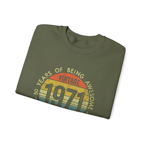 Vintage 1971 Awesome - Heavy Blend™ Crewneck Sweatshirt Sweatshirt - YinzerShop
